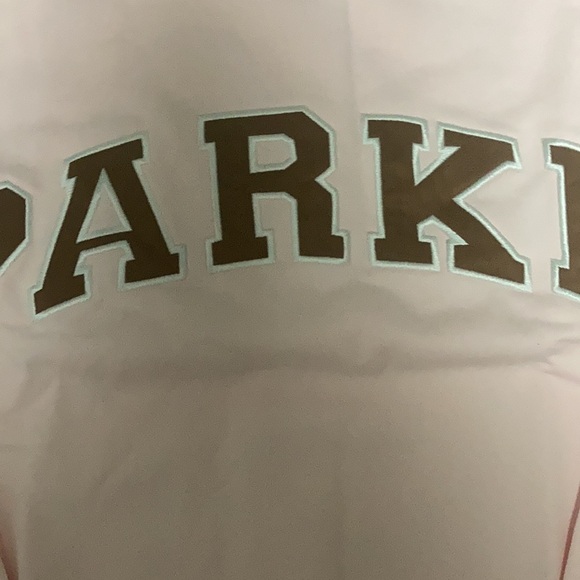 Parke Pink Mock Neck Sweatshirt Brown Varsity lettering size XXL - Picture 2 of 8